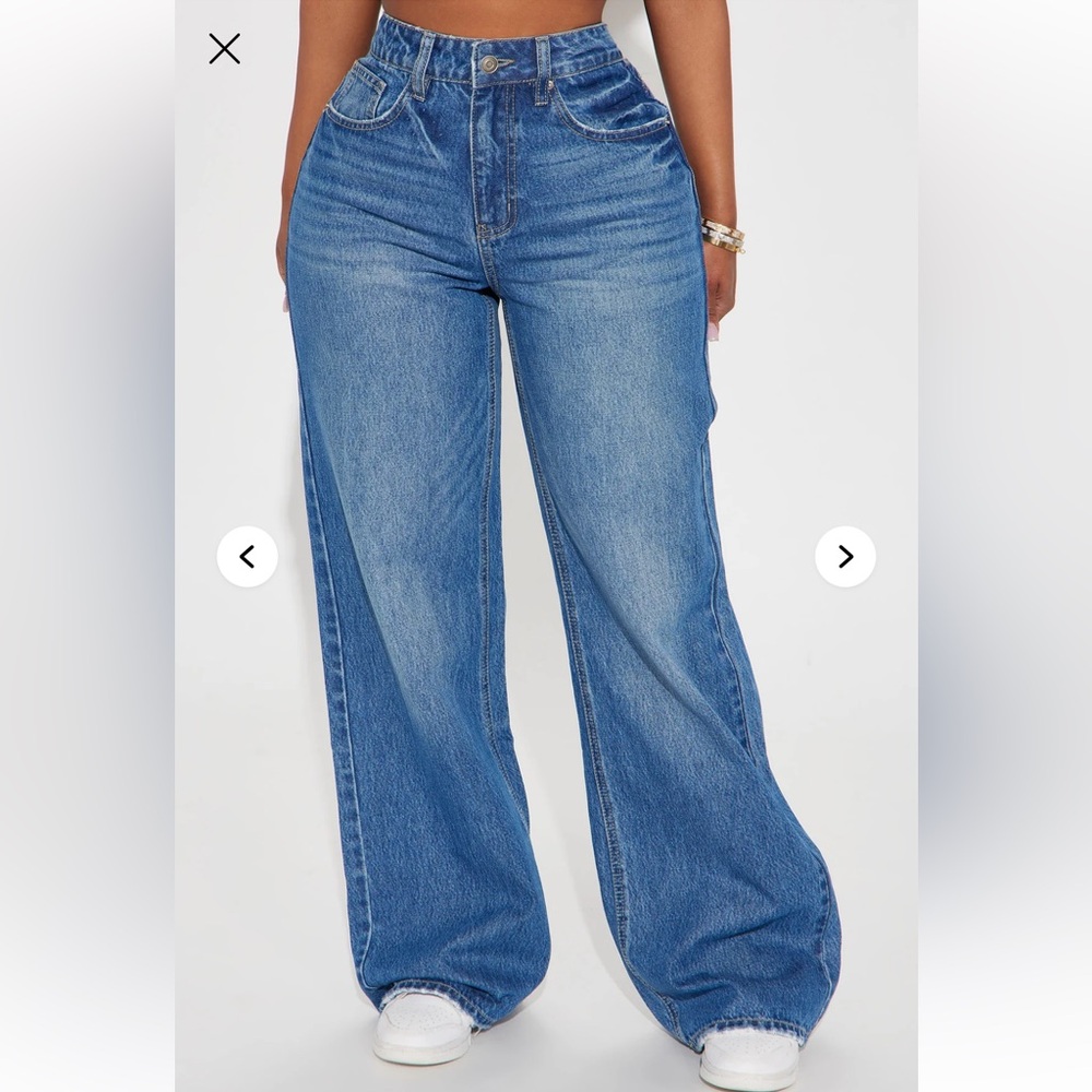 Fashion Nova Yodit Flowy Baggy Jeans Size 11
